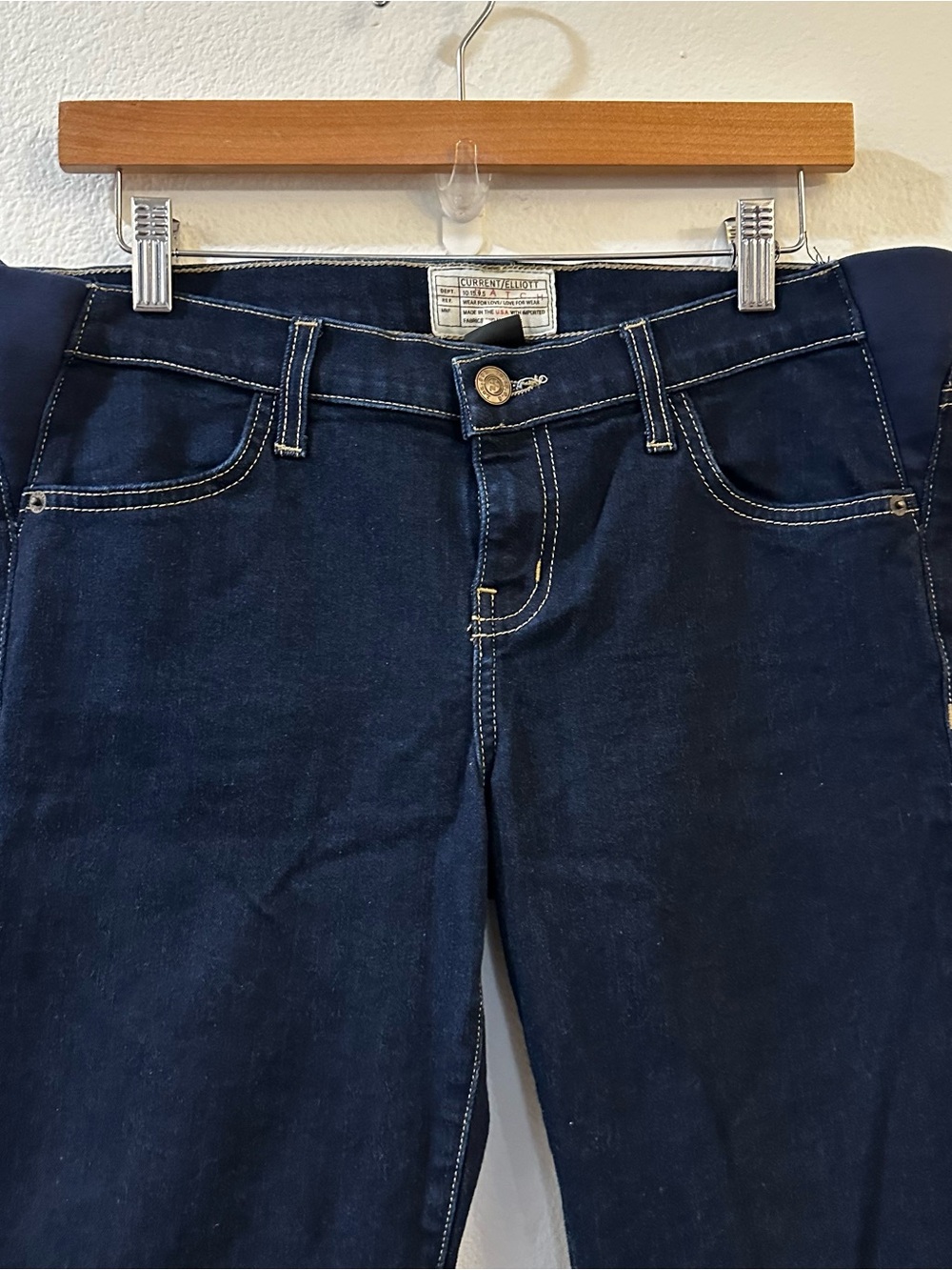 Hatch × Current Elliott Sz 29 Maternity Stiletto Jeans in Serenity Dark Wash - Picture 3 of 9